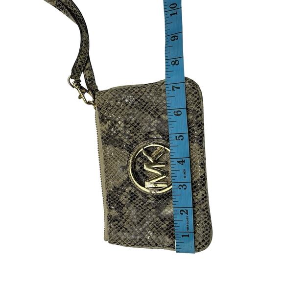 Michael Kors Leather Wristlet with Snake Skin Print - Picture 7 of 11